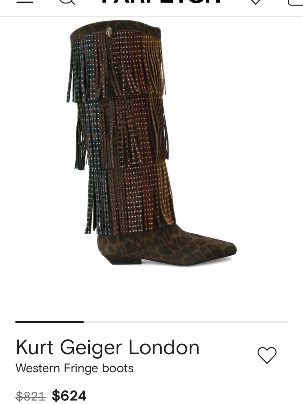 KURT GEIGER LONDON
WESTERN FRINGE PULL ON BOOT BNWOB - Picture 9 of 9